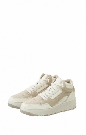 Basket YAYA laces and cut out details Femme Beige | ZOJQRCN-20