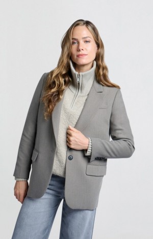 Blazer YAYA Oversized long sleeve pockets and single button Femme Marron | YFAPDMS-05