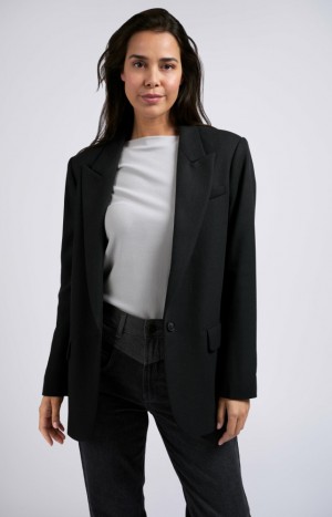 Blazer YAYA Oversized long sleeve pockets and single button Femme Blanche | RPAWHSD-73