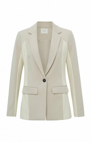 Blazer YAYA Scuba long sleeves and pockets in slim fit Femme Beige | ZTBMSDW-05