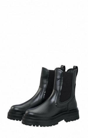 Bottines Chelsea YAYA leather Femme Noir | HEWSJBI-41