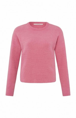 Chandails YAYA Chenille with crewneck and long sleeves Femme Rose | HLDZVTJ-61
