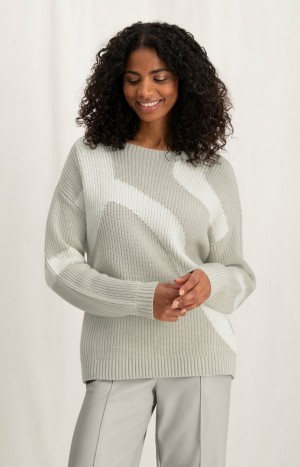 Chandails YAYA Jacquard with boatneck and long sleeves Femme Beige | GJIRWYA-45