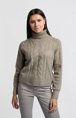 Chandails YAYA Turtleneck with cable pattern and long sleeves Femme Blanche | YCONRUI-82