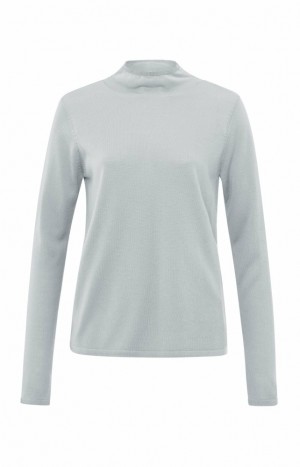 Chandails YAYA Turtleneck with long sleeves, a high neck, and slim fit Femme Grise | WRVDZSM-09