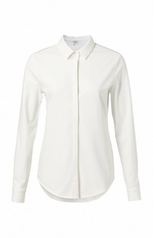 Chemisier YAYA Basic fitted with blind button closure Femme Blanche | XQUAINM-68