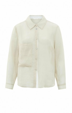 Chemisier YAYA Long-sleeve with a chest pocket Femme Grise | AOHNUPD-58