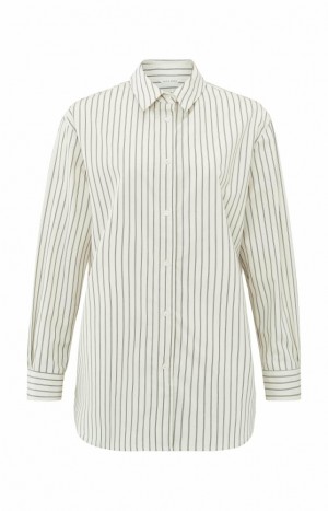 Chemisier YAYA Striped with long sleeves in a relaxed fit Femme Blanche | LQHVZUA-09