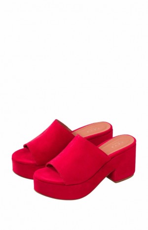 Sandals YAYA Chunky mule made from suede Femme Orange | HTVWYCB-40